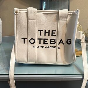 Marc Jacobs White Logo Tote Bag with Black Print